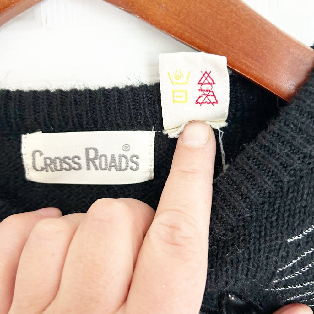 Vintage 80’s Cross Roads Black & Silver Embellished Sweater Size M Sequins - Picture 8 of 11
